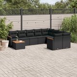 vidaXL 10-dijelni set vrtnih sofa s jastucima crni od poliratana | shoptok.hr