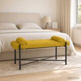  Klupa s gumbima i jastučićima Žuta 110 x 40 x 46 cm Baršun | shoptok.hr