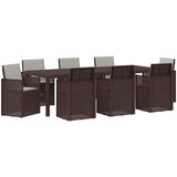 vidaXL Komplet za jedilnico v vrtu 9 pcs Rjava in svetlo siva PP, (5000334801) Cene