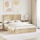  Krevetna konstrukcija s pohranom i uzglavljem Hrast sonoma Smeđa 160 x 200 cm | shoptok.hr
