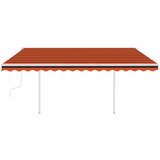 vidaXL Ročno zložljiva tenda s stebrički 4,5x3 m oranžna in rjava | Shoptok.si