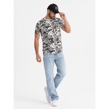 Ombre Men's patterned cotton short sleeve T-shirt - white and black | Shoptok.si