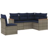 vidaXL 5-delni vrtni komplet sedežnih garnitur z blazinami siv poli ratan, (5000294405) | Shoptok.si