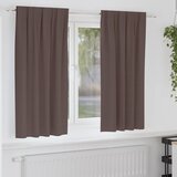 vidaXL Zavjese sa zavjesama 2 pcs Tamno smeđa Poliester u