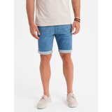 Ombre Men's denim shorts with rolled up leg - light blue | shoptok.hr