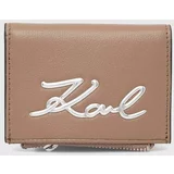 Karl Lagerfeld Usnjena denarnica ženska, rjava barva, 245W3231