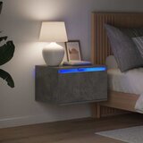  Zidni noćni ormarići s LED svjetlima 2 kom siva boja betona | Eponuda.com