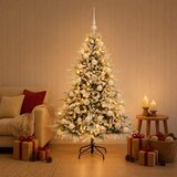  Umjetno božićno drvce s kuglicom 150 cm 150 LED lampica - Zelena i bijela 150 cm s LED žaruljama i bijelim kuglicama | shoptok.hr