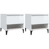 vidaXL stranska mizica 2 kosa visok sijaj bela 50x46x50 cm inžen. les | Shoptok.si