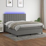 The Living Store Box spring postelja z vzmetnico LED temno siva 180x200 cm blago - Box Spring Postelja, (21515897) Cene