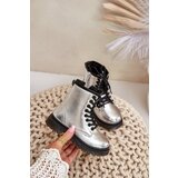 FR1 Lined Girls Patent Ankle Boots with Zip Silver Novita | Shoptok.si