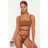 Trendyol Bikini Bottom - Brown - Plain Cene