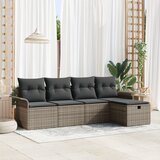 vidaXL 5-delni vrtni kavč set z blazinami siva poli ratan | Shoptok.si