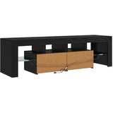 TV ormarić s LED svjetlima crni hrast 140x36,5x40 cm inženjerski drvo | Shoptok.si