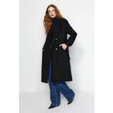 Trendyol Black Oversize Wide-Cut Belted Long Stamped Coat | Shoptok.si