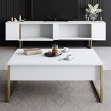 Kalune Design Luxe - Beli, Zlatno Beli TV Sto