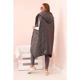 Kesi Włoski Women's quilted Plus Size vest with a hood zippered graphite | ePonuda.com
