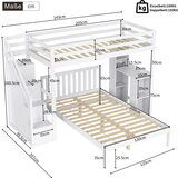 Möbrio Otroška pogradna postelja 90x200 cm + 120x200 cm z lestvijo in pisalno mizo - masivni les, bela, (22060413) | Shoptok.si