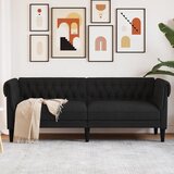 vidaXL Kavč trosed Chesterfield črna tkanina Cene