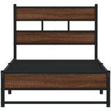 vidaXL Kovinski posteljni okvir brez vzmetnice rjavi hrast 90x200 cm | Shoptok.si