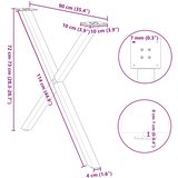  Noge za blagovaonski stol u obliku slova X, 2 kom, prirodni čelik, 90 x (72-73) cm, čelik | shoptok.hr
