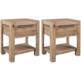  Noćni ormarići s ladicama 2 kom 40x30x48cm masivno drvo bagrema Cijene