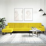 vidaXL Raztegljiv kavč L oblike rumen 260x140x70 cm žamet Cene