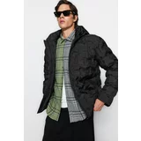 Trendyol Black Men's Regular Fit Hooded Textured Water and Wind Resistant Puffy Winter Coat