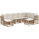  Set vanjskih sofa 9 pcs Prirodna i krema bijela Poliester | shoptok.hr