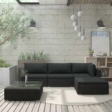  5-dijelna vrtna garnitura od poliratana s jastucima crna | shoptok.hr