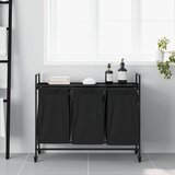  Košara za rublje s 3 odjeljka i kotačićima, crni hrast | shoptok.hr