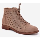 S. BARSKI Low Ankle Boots With Openwork Pattern Beige S.Barski | Shoptok.si