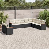  10-dijelni set vrtnih sofa s jastucima crni od poliratana | shoptok.hr