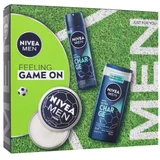 Nivea Men Feeling Game On set: krema za obraz, telo in roke Men Creme 150 ml + antiperspirant Men Ultra Charge 150 ml + gel za prhanje Men Ultra Charge 250 ml za moške