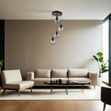 Opviq afra 4 Lü tepsili siyah Füme Camlı Sarkıt blackfume chandelier Cene