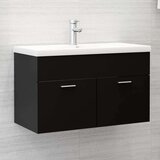 vidaXL Omarica za umivalnik črna 80x38,5x46 cm iverna plošča | Shoptok.si