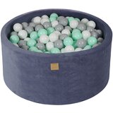 MeowBaby Bazen z žogicami, 90x40 cm s 300 žogicami, žamet, sivo-modra: bela/siva/mint, (21295012) | Shoptok.si