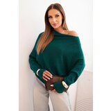 Kesi Włoski Women's asymmetrical batwing viscose sweater light sea green | shoptok.hr