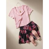 Sinsay Pamučna bluza kratkih rukava s kopčanjem na gumbe i ukrasnim obrubom | shoptok.hr