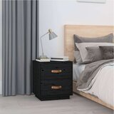  Noćni ormarići 2 kom crna 40 x 34 x 45 cm od masivne borovine | shoptok.hr