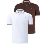 Dewberry DUAL SET T8594 MENS T-SHIRT-WHITE-BROWN Cene