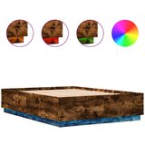 Maison Chic Posteljni okvir - Dvoposteljna postelja - Zakonska postelja z LED lučkami dim. hrast 160x200 cm inž. les, (21695670) Cene