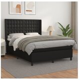  Box spring postelja z vzmetnico črn 140x190 cm umetno usnje | Shoptok.si