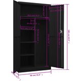 Ormarić s ključem crni 90 x 40 x 180 cm čelični | shoptok.hr