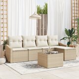 vidaXL Vrtni Kauč Set Set od 6 Bež Ratan i Poliester Vanjski Namještaj | shoptok.hr