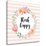  Slike na platnu sa tekstom think happy (moderne slike sa) Cene