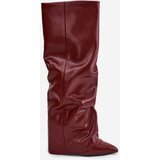 Boto Insulated Women's Boots with Rolled Shaft on a Heel Bordeaux Elivira | shoptok.hr