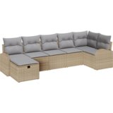 7-dijelni vrtni kauč set (vrtna garnitura) s jastučićima bež poli ratan | shoptok.hr