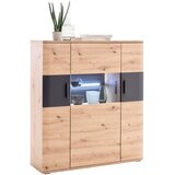 Livetastic VISOKA KOMODA, antracit, prozorno, barve hrasta | Shoptok.si