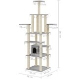 vidaXL Penjalica za mačke sa stupovima za grebanje svjetlosiva 183 cm | shoptok.hr